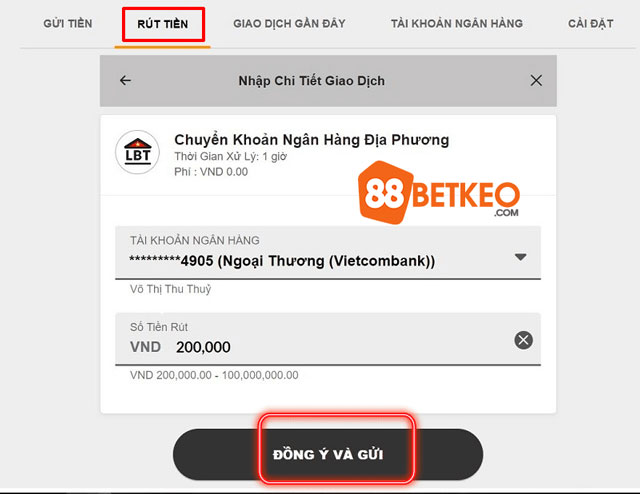 Nhập số tiền cần rút 188bet Hướng dẫn nhập số tiền rút tại 188bet